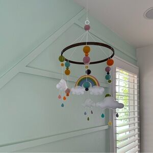 Pastel Rainbow Mobile - Felt Mobile - Rainbow Baby